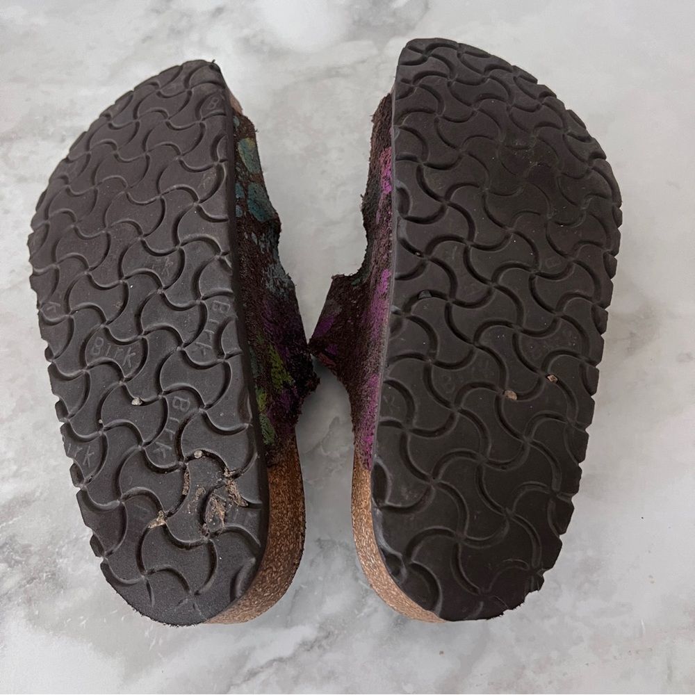 Birkenstock Arizona Leather Flower Crush Mocha Sandals - Picture 8 of 13